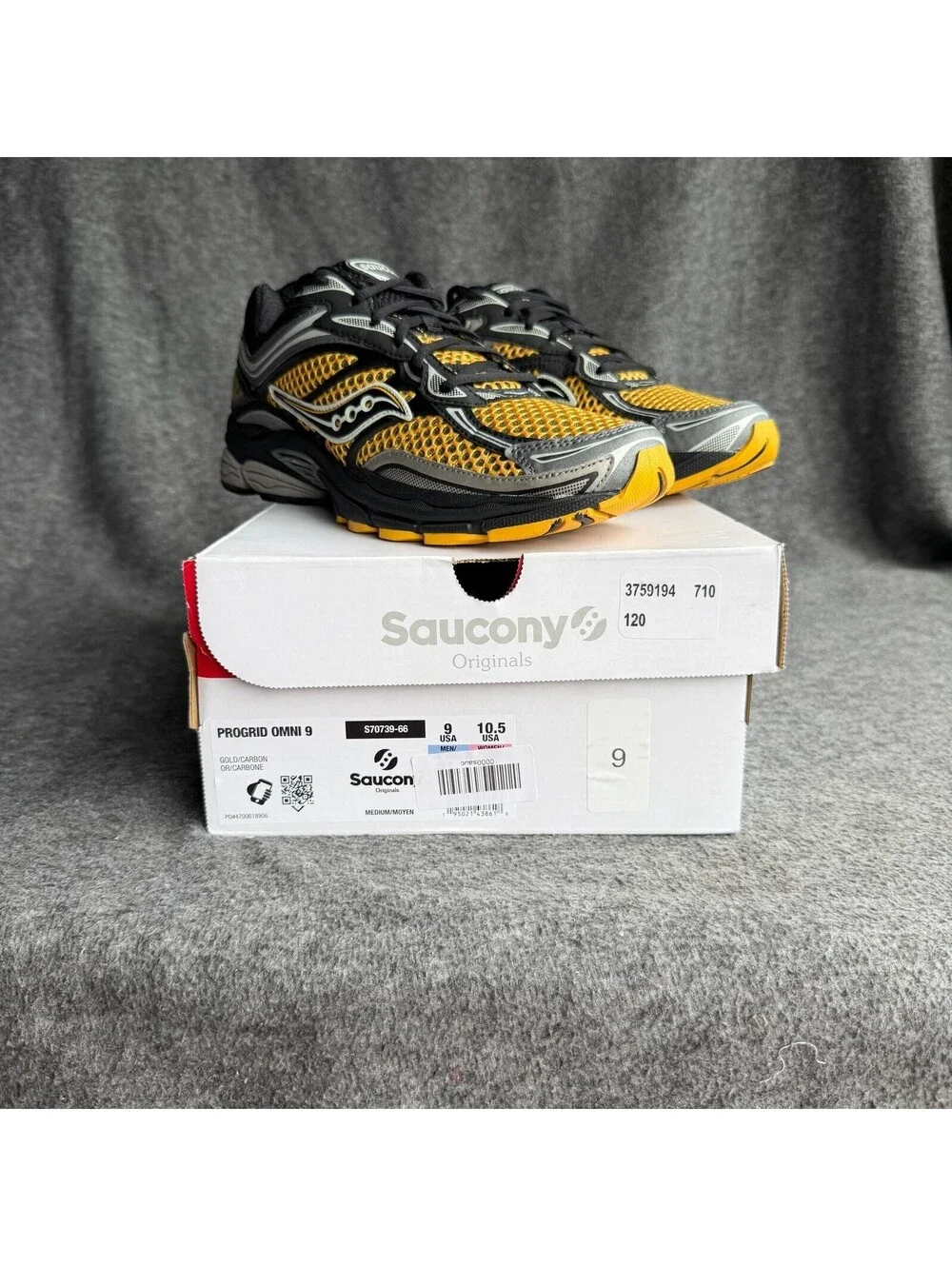 Saucony ProGrid Omni 9 Shoes Mens Size 9 Gold Carbon Running Sneakers S70739-66